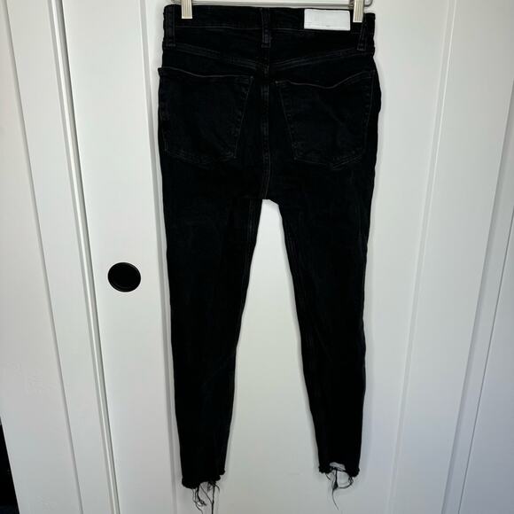 RE/DONE Black Wash Denim High Rise Button Fly Skinny Jeans Size 26 - Picture 6 of 7